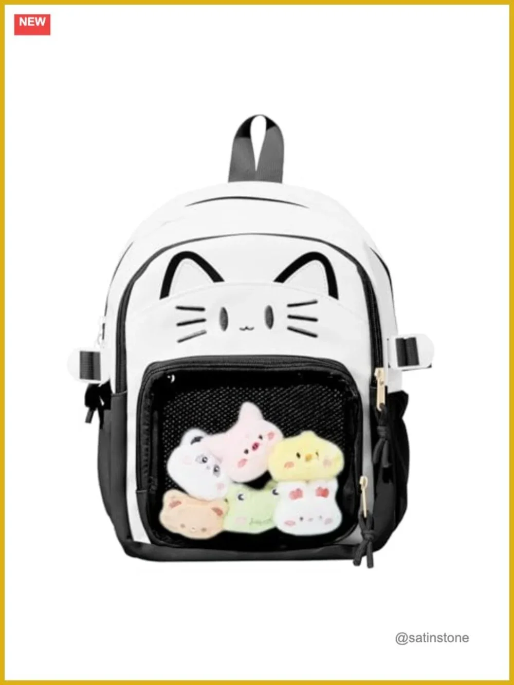Kawaii Cat Ita Backpack with Display Window - Pin Display Purse for Cosplay &